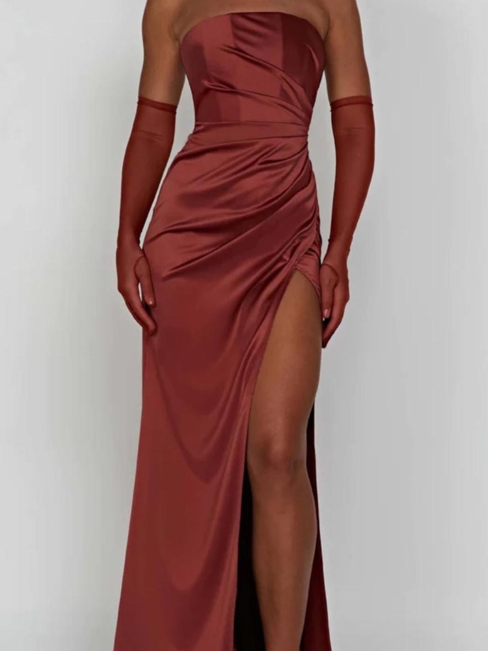 Babyboo Saiya Strapless gown in Rust